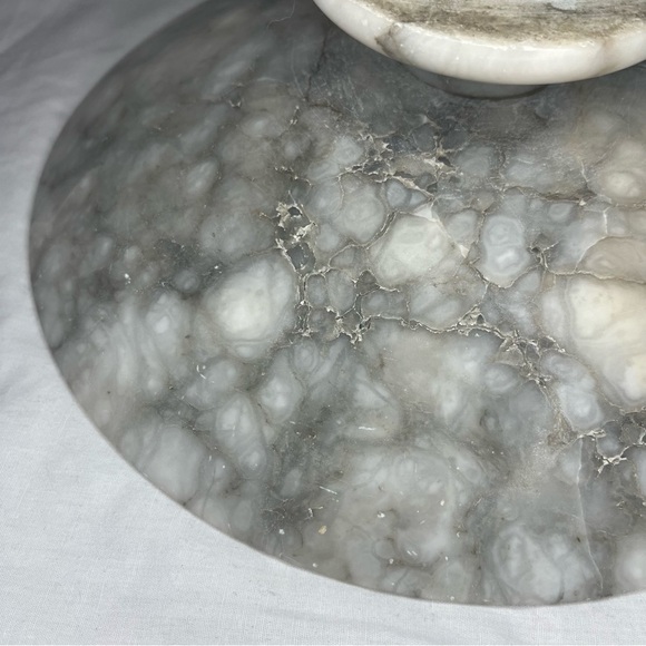 Alabaster Marble Pedestal Bowl Vintage Stone Minimalist Serving Vintage 9.75” - Picture 6 of 7